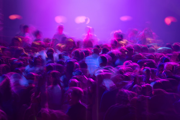 Students gather on campus to celebrate First Friday events.