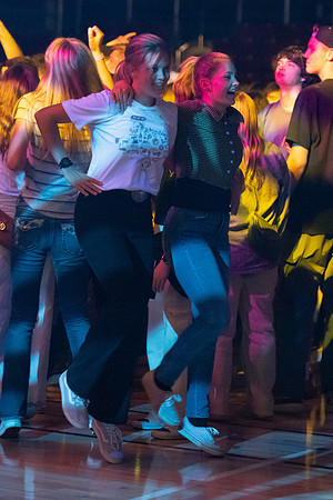 Students gather on campus to celebrate First Friday events.