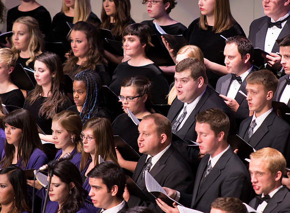 Performance of 'How Beautiful Upon the Mountains' in the College of Southern Idaho auditorium.