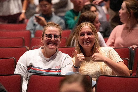 Students during devotional.