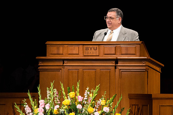 Elder Alan J. Webb speaks at Devotional, held in the Brigham Young University-Idaho Center, about the importance of acting on the invitations of the Lord.