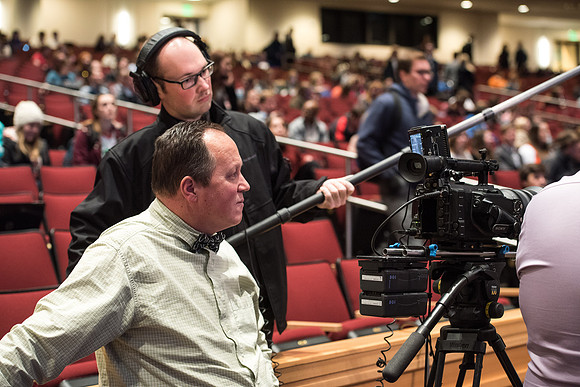 University Relations Video Production interview students on why they attend Devotional.