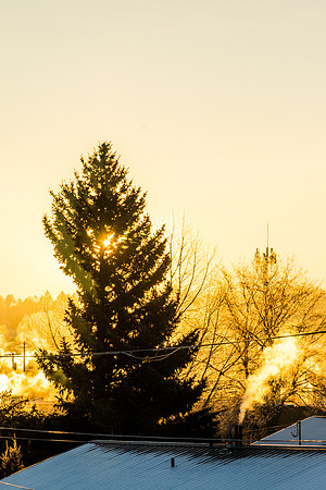 The sun rises on a cold morning.
