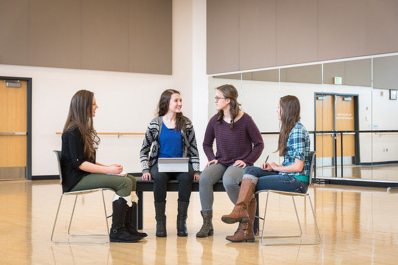 The Dance Society hold a meeting in one of the dance studios. 2017