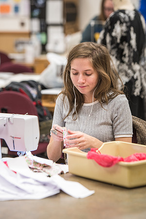 Genet Orme teaches Apparel Entrepreneurship to students on campus.