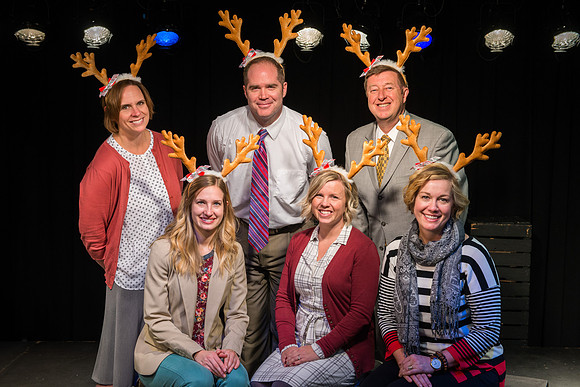 Performing Arts Faculty with reindeer antlers.
