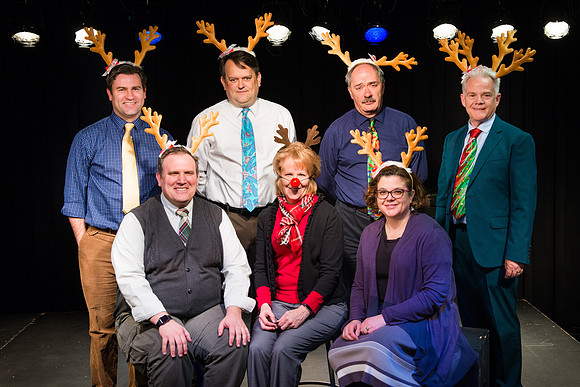 Performing Arts Faculty with reindeer antlers.