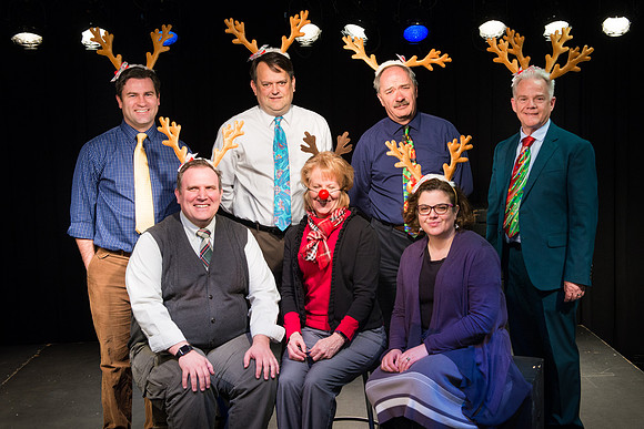 Performing Arts Faculty with reindeer antlers.