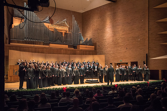 The Collegiate Singer, Concert Choir, and Baroque Ensemble join together for a Christmas Concert. 2017