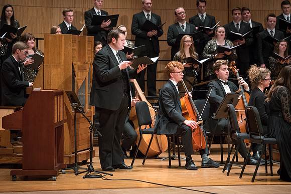 The Collegiate Singer, Concert Choir, and Baroque Ensemble join together for a Christmas Concert. 2017