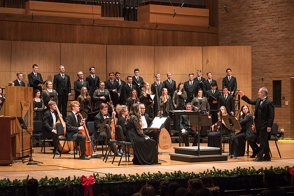 The Collegiate Singer, Concert Choir, and Baroque Ensemble join together for a Christmas Concert. 2017