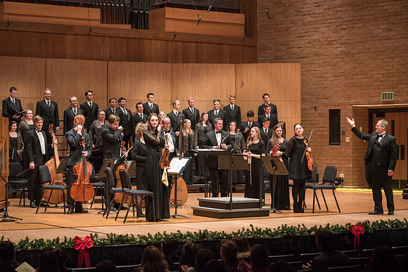 The Collegiate Singer, Concert Choir, and Baroque Ensemble join together for a Christmas Concert. 2017