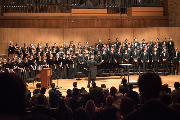 The Collegiate Singer, Concert Choir, and Baroque Ensemble join together for a Christmas Concert. 2017