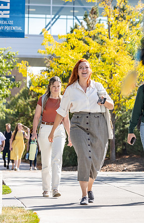 Students on their way to devotional.