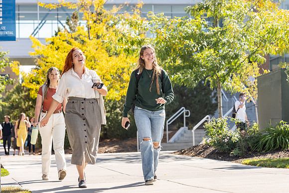 Students on their way to devotional.