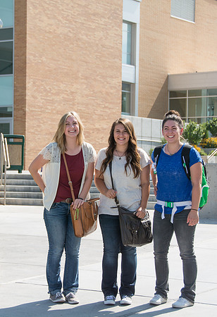 Students gather to listen to President and Sister Clark talk in the i-Center for the first devotional of the semester.