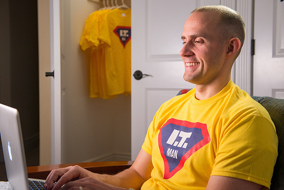 Adam Wickern is the I.T. Man for a video to help recruit Online Learning instructors.