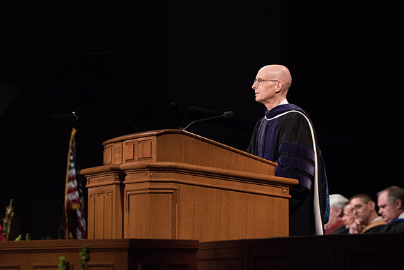 President Henry J. Eyring welcomes everyone to Commencement.