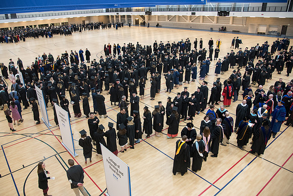 BYU-Idaho Graduation. Fall Semester. Different colleges waiting for the procession to start. Dec 2017