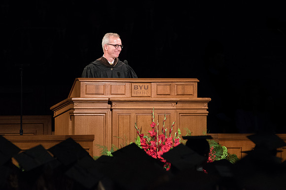 BYU-Idaho Graduation. Fall Semester. Academic Vice President, Kelly Burgener presenting the graduates. Dec 2017