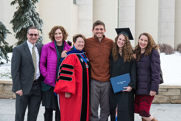 Graduate, Lana Strathearn, on Graduation Day with her family and loved ones.