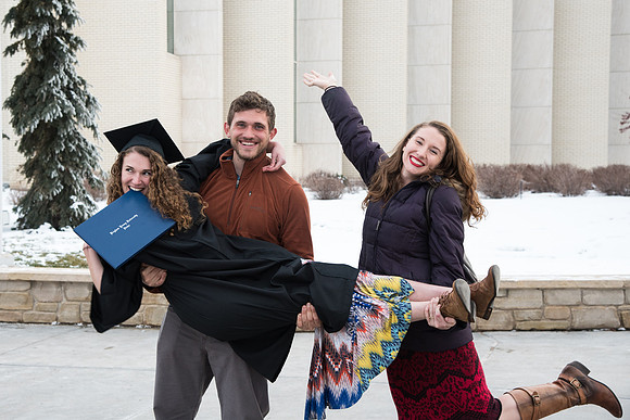 Graduate, Lana Strathearn, on Graduation Day with her family and loved ones.