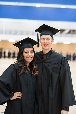 Graduates meet in the I-Center Courts for Processional.