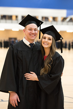 Graduates meet in the I-Center Courts for Processional.