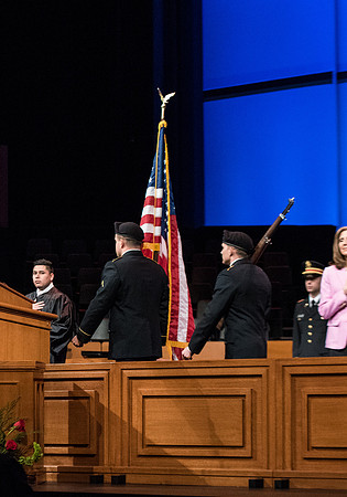 The BYU-Idaho ROTC posts the colors.