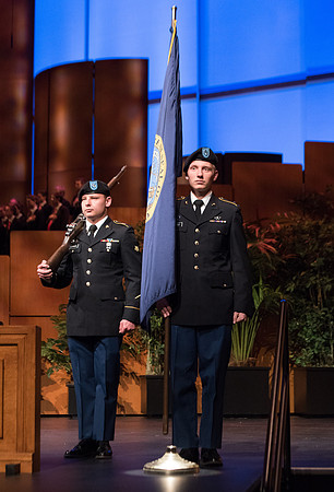The BYU-Idaho ROTC posts the colors.