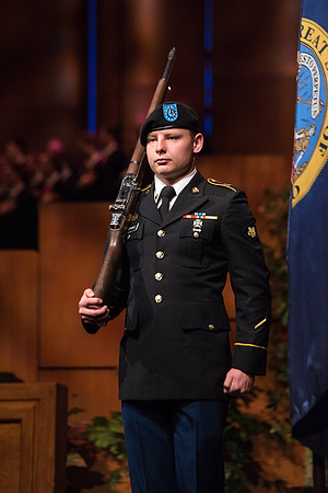 The BYU-Idaho ROTC posts the colors.