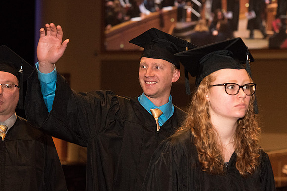 Graduates now exit the I-Center to meet with families for Convocation.
