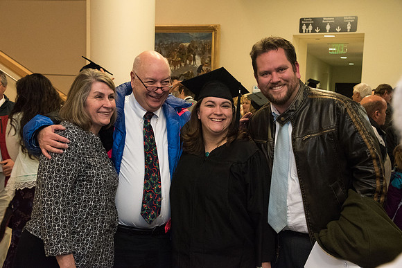 Graduates and families capture the moment after Commencement.