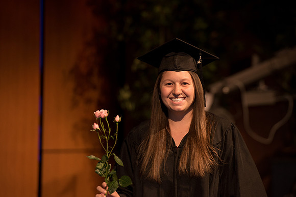 Recreation Management Major, Heather Yule, accepts her diploma and walks for Graduation.