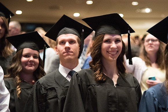 BYU-Idaho Graduation. Fall Semester. Students walking into the iCenter for Commencement. Dec 2017