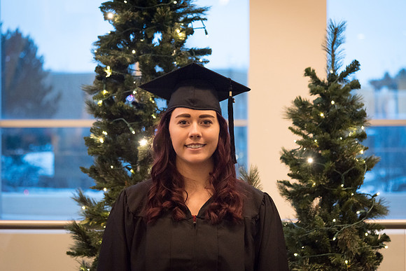 Graduates and their families gather in the I-Center for the Fall 2017 Commencement.