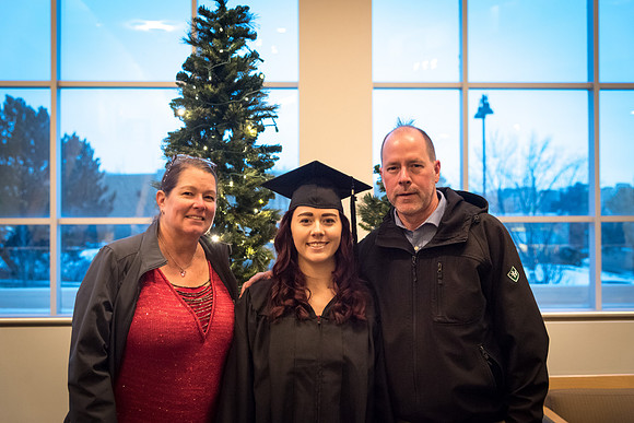 Graduates and their families gather in the I-Center for the Fall 2017 Commencement.