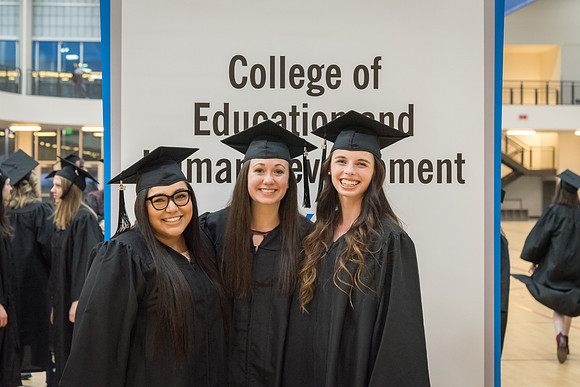 Graduates and their families gather in the I-Center for the Fall 2017 Commencement.