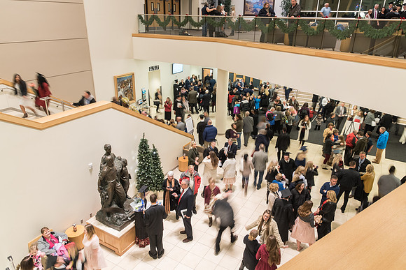 Graduates and their families gather in the I-Center for the Fall 2017 Commencement.