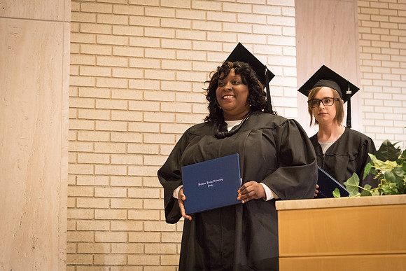 Home and Family Studies graduates gather in the Taylor Chapel for their convocation.