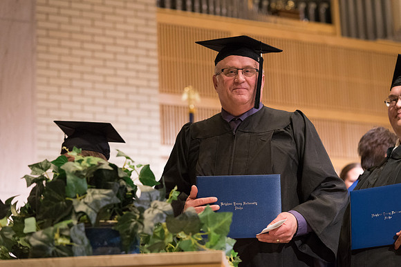Home and Family Studies graduates gather in the Taylor Chapel for their convocation.