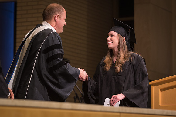 Home and Family Studies graduates gather in the Taylor Chapel for their convocation.