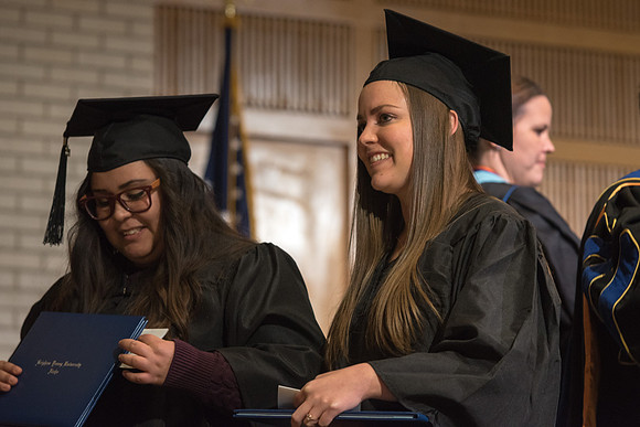 Home and Family Studies graduates gather in the Taylor Chapel for their convocation.