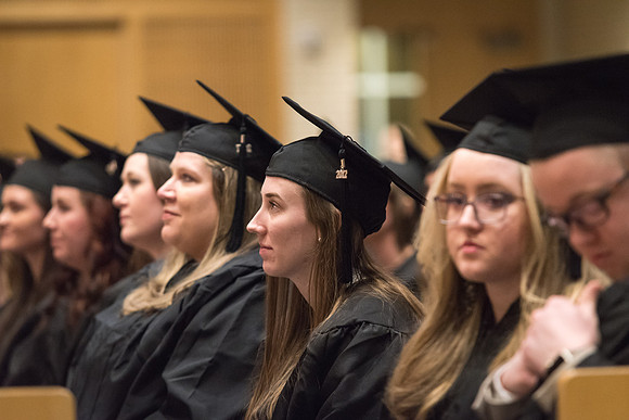 Home and Family Studies graduates gather in the Taylor Chapel for their convocation.
