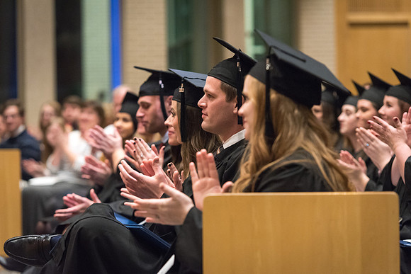Home and Family Studies graduates gather in the Taylor Chapel for their convocation.