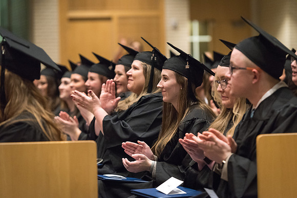 Home and Family Studies graduates gather in the Taylor Chapel for their convocation.
