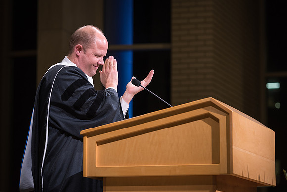 Home and Family Studies graduates gather in the Taylor Chapel for their convocation.