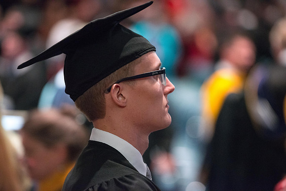 Convocation for College of Physical Sciences and Engineering in the Hart Auditorium.