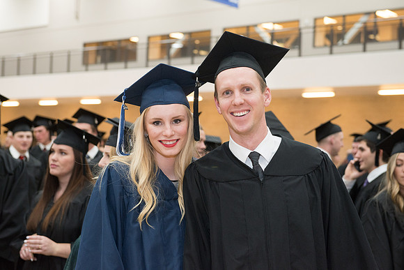 Graduates gather in the BYU-Idaho Center for graduation. Dec 2017