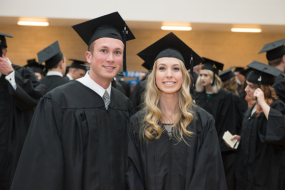 Graduates gather in the BYU-Idaho Center for graduation. Dec 2017